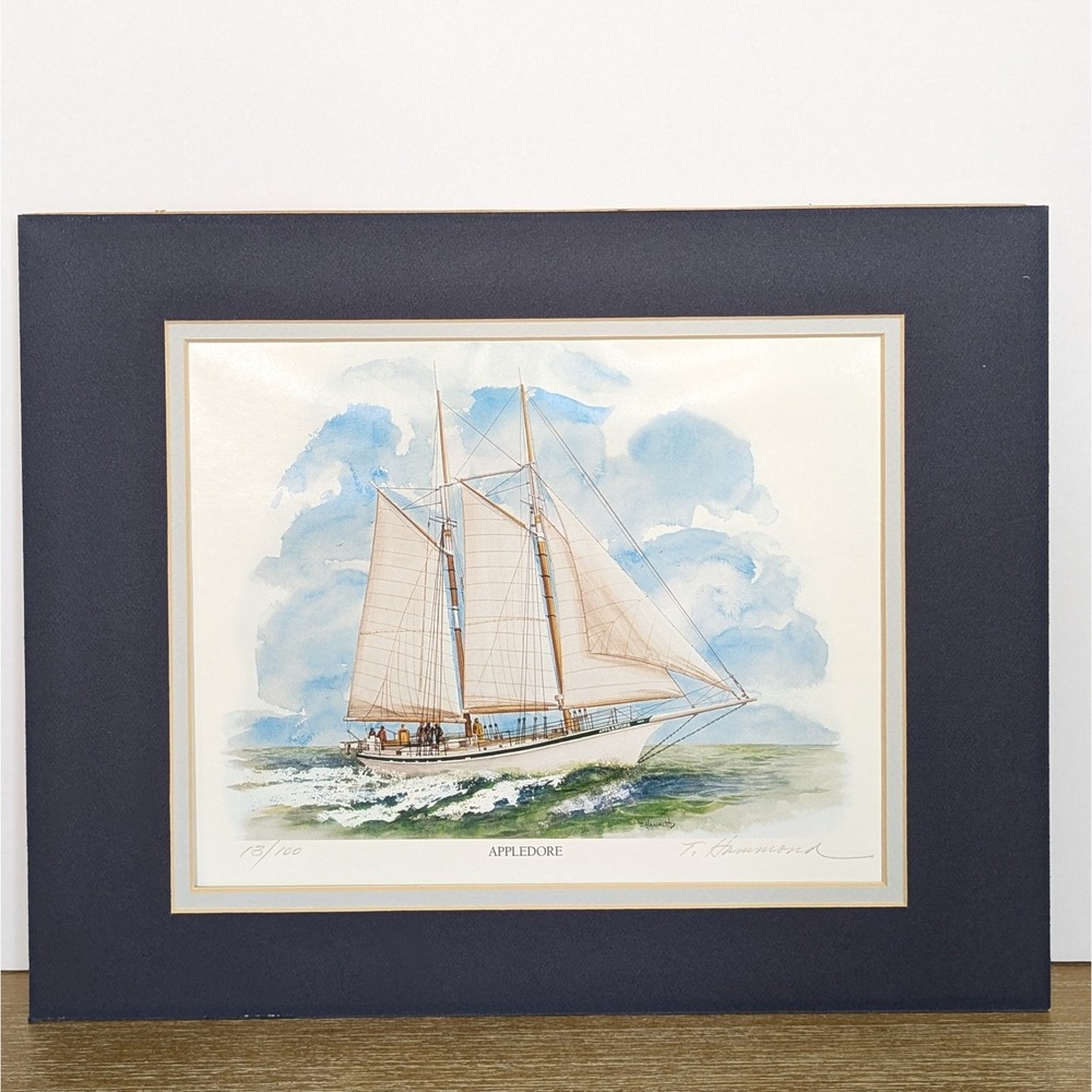 Appledore Schooner Nautical Art Print Signed Numbered 13/100 Maritime Sailboat